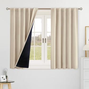Imagem de BGment Cortinas blackout champanhe de 101 cm de comprimento para campistas, cortinas curtas para janelas, isolamento térmico, à prova de som, bolso para varão e cortinas traseiras para cozinha, 2