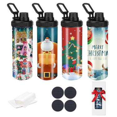 Imagem de MICLAXYS Copos de sublimação a granel, copos planos de sublimação de 590 ml, copos brancos de aço inoxidável retos magros com caixa individual (4, tampa de alça C)