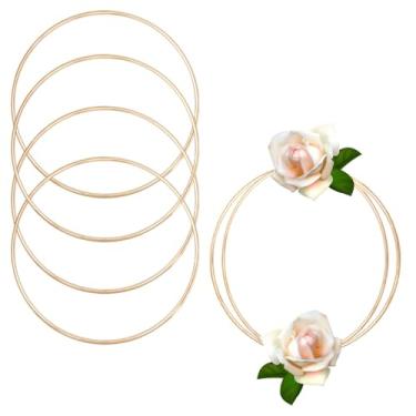 Imagem de YDJIANCAI 4 peças de argola floral de metal para casamento de guirlanda de artesanato de macramê apanhador de sonhos e tapeçaria de parede DIY (tamanho: 9,84 pol/25 cm)