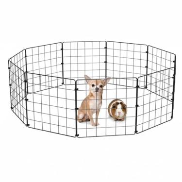 Imagem de Cercadinho Pet Dobrável Móvel Articulado Cachorro Pequeno Porte Filhote Porquinho da Índia 10 Telas 30cm de Altura Preto