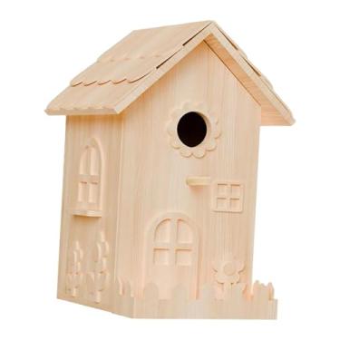 Imagem de IEUDNS Kit para fazer casinha de pássaros em madeira inacabada, ideal para crianças que desejam criar um para periquitos.