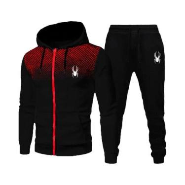 Imagem de Conjunto De Moletom Com Capuz E Zíper Para Homens, Roupas De Esporte E