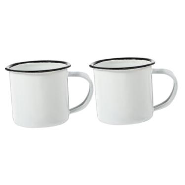 Imagem de Toddmomy 2 peças de copos esmaltados brancos grandes canecas de lata vintage para acampamento canecas de ferro rústicas