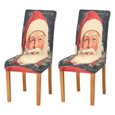 Imagem de SEHANY Conjunto de 2 capas de cadeira de gnomo de Papai Noel para sala de jantar, elástico, removível e lavável, para cozinha, hotel, festa, decoração de Natal