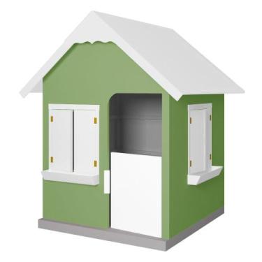 Imagem de Casinha De Brinquedo Com Floreiros MDF Verde/Branco L12 - Criança Feli