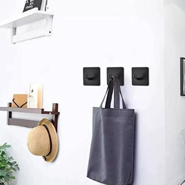 Imagem de Mingzhe Aço Inoxidável Preto Suporte de Toalha de Higiênico Adesivo Gancho Rack Fixado na Parede para Banheiro Cozinha Sala Estar