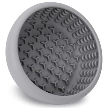 Imagem de Bikabpet Tigela para lamber cães, tigelas de alimentação lenta de silicone para cães e gatos – Comida úmida, ventosas, design antiderrapante (cinza, pequena)