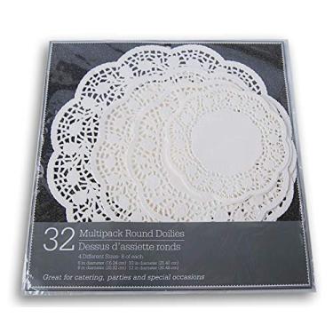 Imagem de Embalagem com múltiplas doilies de papel redondo - 4 tamanhos diferentes - 32 unidades