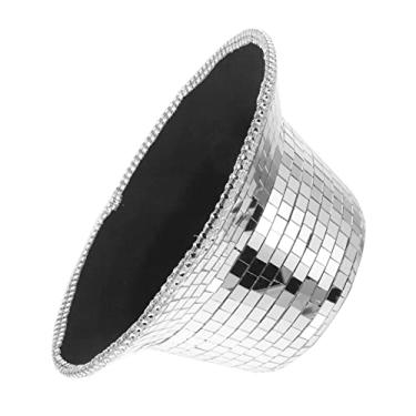 Imagem de Chapéu de cowboy reflexivo espelho chapéu de cowboy adereços de vidro prateado