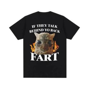 Imagem de Camiseta Casual Feminina Vintage Com Estampa Engraçada De Gato Fartand