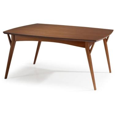 Imagem de Mesa Jantar Retangular Ariel Nacional Móveis 160cm (larg) Borda Arredondada Tampo Madeira Capuccino