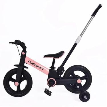 Imagem de Bicicleta de Equilíbrio Multifuncional 3 em 1 - Bicicleta de Equilíbrio Dobrável com Pedais Removíveis e Haste de Empurrar para Pais, Adequada para Crianças de 2 a 6 Anos (Cáqui)