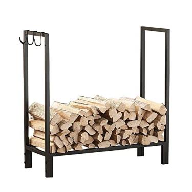 Imagem de CGKs6anmU Suporte de rack de lenha de 76 cm de altura, grande empilhador de madeira, suporte de aço sólido, à prova de ferrugem e carga de até 150 kbs