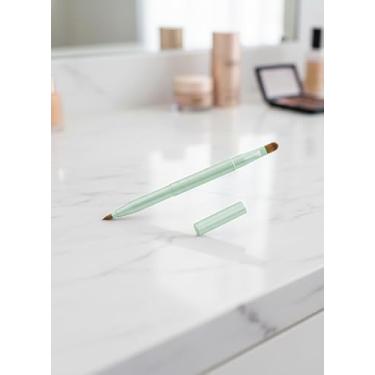Imagem de Pincel de lábios retrátil de ponta dupla com tampa para pincéis de lábios, pincel de maquiagem para corretivo de batom, verde