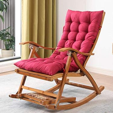 Imagem de ONDHGFBGB Cadeira de baloiço portátil de bambu, cadeira reclinável, dobrável, ajustável, com almofadas, carga máxima de 200 kg
