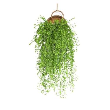 Imagem de 1 vaso de flores para pendurar na parede, cesta de vime rattam, vaso de videira, suporte de plantas de interior, 5 cores (verde)