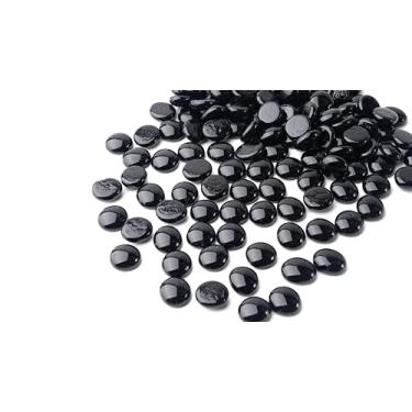 Imagem de Foncomy Mármores pretos de vidro plano, pedras preciosas de 400 g para enchimento de vasos, contas de vidro decorativas para vasos, artesanato, flores, pedras de Mancala, pedras de aquário para