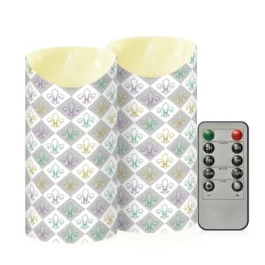 Imagem de Wassud Pacote com 2 velas flor-de-lis diamante grade sem chama com controle remoto, velas realistas cintilantes com temporizador, velas decorativas para Natal, casamento, festa, decoração de casa