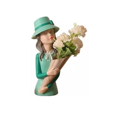 Imagem de KEG801302 Hall de entrada moderno, decoração de quarto de menina, armário de TV, sala de estar, mesa de centro, decoração de casa luxuosa leve, escultura de presentes de inauguração de casa (verde)