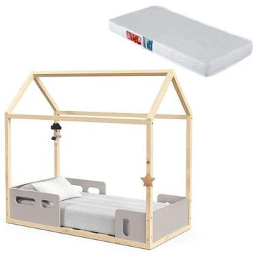 Imagem de Mini Cama Montessoriana Liv Cinza Natural com Colchão - Matic - Matic 