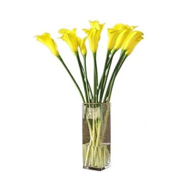 Imagem de KEG801302 Flores falsas 10 ramos de lírio de calla simulação de flores artificiais à mão PU flor decorativa decoração de sala de estar decoração de mesa