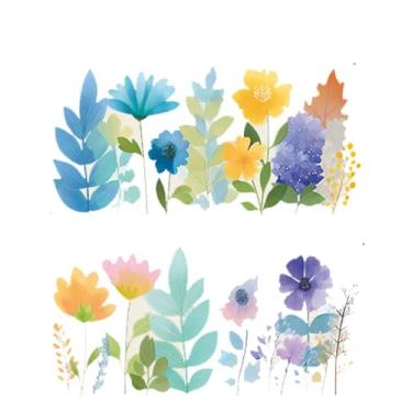 Imagem de Achang Adesivos de parede de plantas pintadas flores e folhas adesivo de janela de vidro removível para sala de estar, quarto, TV, parede, sala de aula, decoração