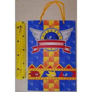 Imagem de 10 Sacolas Tematicas Lembrancinha Festa Sonic - Sacola Papelão