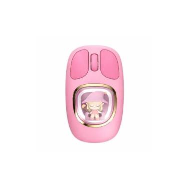 Imagem de Mouse Sem Fio Wireless Rosa – Modelo Boneca, Bonito e Portátil – Com Receptor USB e Conexão BT para Notebook e PC