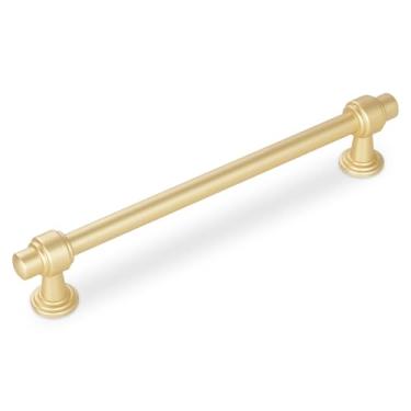 Imagem de GIYURO Pacote com 10 puxadores de armário dourados escovados 160 mm (6-1/3 pol.) Puxadores de armário de cozinha ferragens para puxadores de gaveta