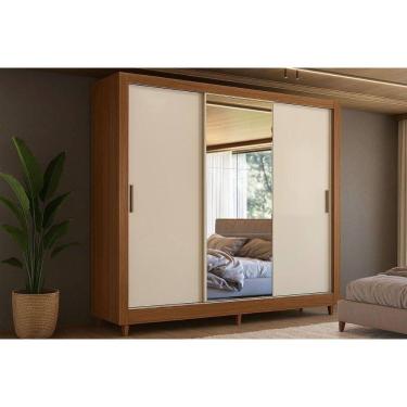 Imagem de Guarda Roupa Solteiro Itália 3 Portas de Correr c/ Esp Jequitiba/Off White Santos Andirá