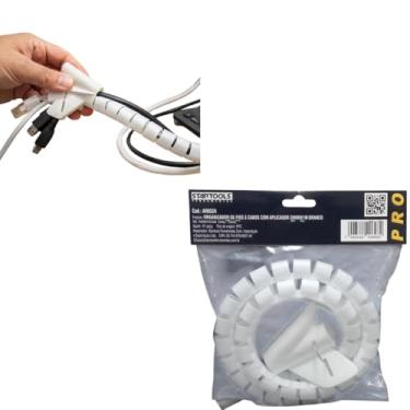 Imagem de Organizador de Fios e Cabos com Aplicador, 20mm x 1m, Branca