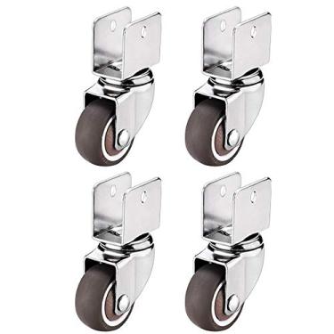 Imagem de Pacote com 4 rodas giratórias de 360° com suporte em U, rodas de substituição silenciosas de borracha para móveis, carrinhos, bancadas de trabalho - Rodízios resistentes para mobilidade suave