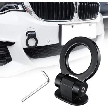 Imagem de Kit de gancho de reboque preto universal decoração de carro adesivo de decoração de carro para-choque compatível com qualquer caminhão SUV (não funcional, apenas para fins decorativos)