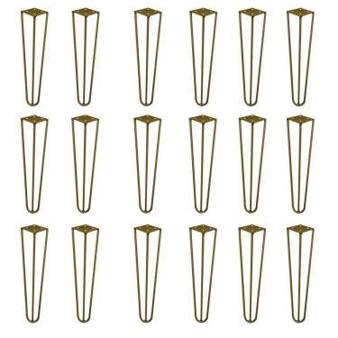 Imagem de Kit 18 Pés De Metal 30 Cm Mesa De Canto Rack E Puffs Dourado