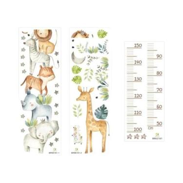 Imagem de Adesivos De Parede Para Quarto Infantil Com Régua De Altura De Animais