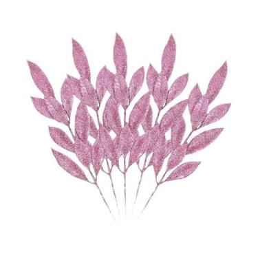 Imagem de Folhas De Árvore De Natal Artificiais Com Glitter De 34cm, 5 Peças, De