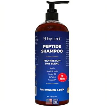 Imagem de Shampoo de peptídeo antidiluição – Shampoo DHT hidratante e espessante sem sulfato com biotina, cafeína e Saw Palmetto, formulado para mulheres e homens, seguro para tingidos e todos os tipos de
