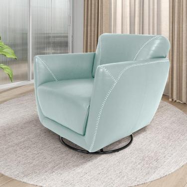 Imagem de Poltrona Decorativa Valentina Sala de Estar Giratória Couro Azul Claro G40 - Gran Belo