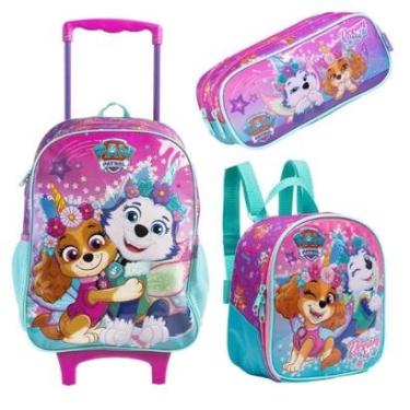 Imagem de Kit Mochila de carrinho Escolar Com Rodinhas-Unissex