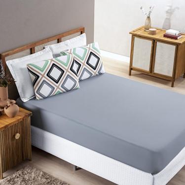 Imagem de Jogo de Lençol Grace Padrão 3 Peças Malha 100% Algodão Macio Estampado - Harmony Cinza