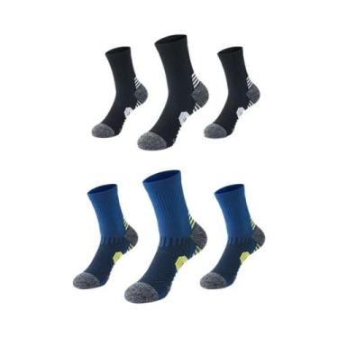 Imagem de Meias Esportivas Masculinas 3 Pares Respiráveis Para Corrida Compressã