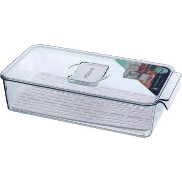 Imagem de Caixa Organizadora para Geladeira com Tampa Acrílico 7x16x31cm Transparente