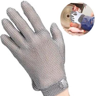 Imagem de Luva Malha De Aço Inox Açougueiro Anti Corte Com Ajustador P - Palaziu
