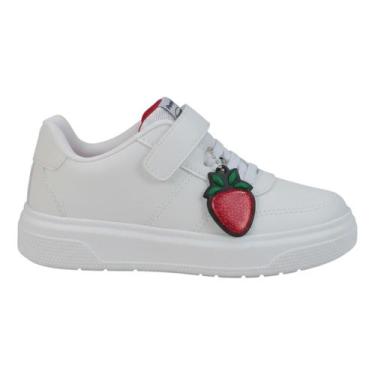 Imagem de Tênis Pampili Morango Menina Original Confortável e Estiloso, Branco, 