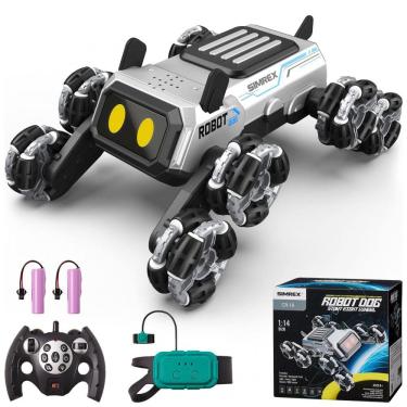 Imagem de Carrinho robô cachorro SIMREX 8 rodas com rodas mecanum LED e controle por gestos TOY2502