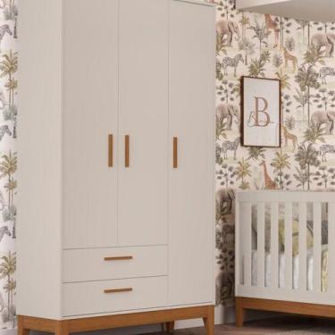 Imagem de Guarda-roupa 3 Portas para Quarto de Bebê Flip Areia Fosco - Móveis Re