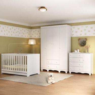 Imagem de Quarto de Bebê Completo com Berço Americano 3 em 1 Colchão Incluso Den