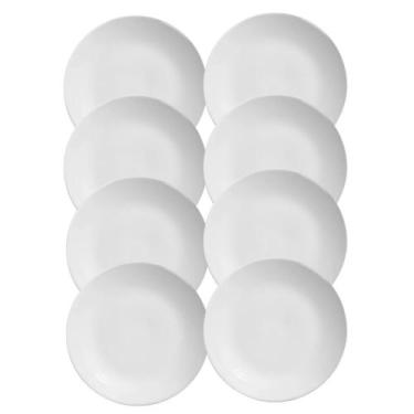 Imagem de Jogo 8 Pratos Sobremesa Cerâmica Coup Branco Liso Alleanza 21cm