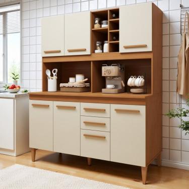 Imagem de Cozinha Completa 7 Portas 2 Gavetas Toronto Marrom/Off White