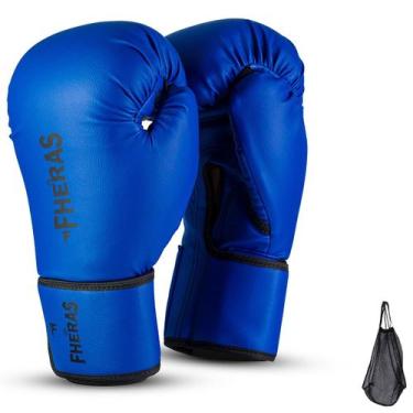 Imagem de Kit Luva Fheras Tradicional Treino Luta Boxe Muay Thai + Mochila, Azul